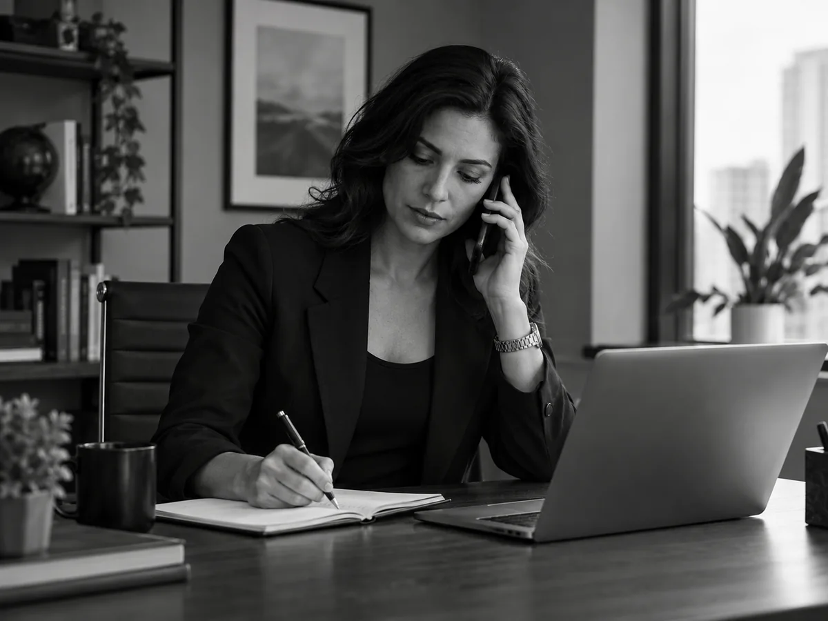 Commercial operator documenting a client follow-up call