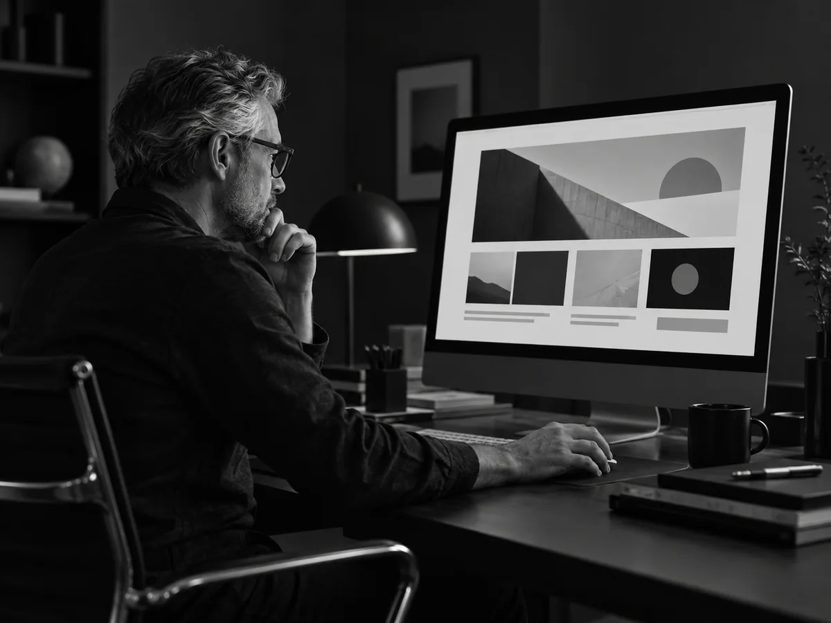 Web strategist reviewing a conversion-focused page composition