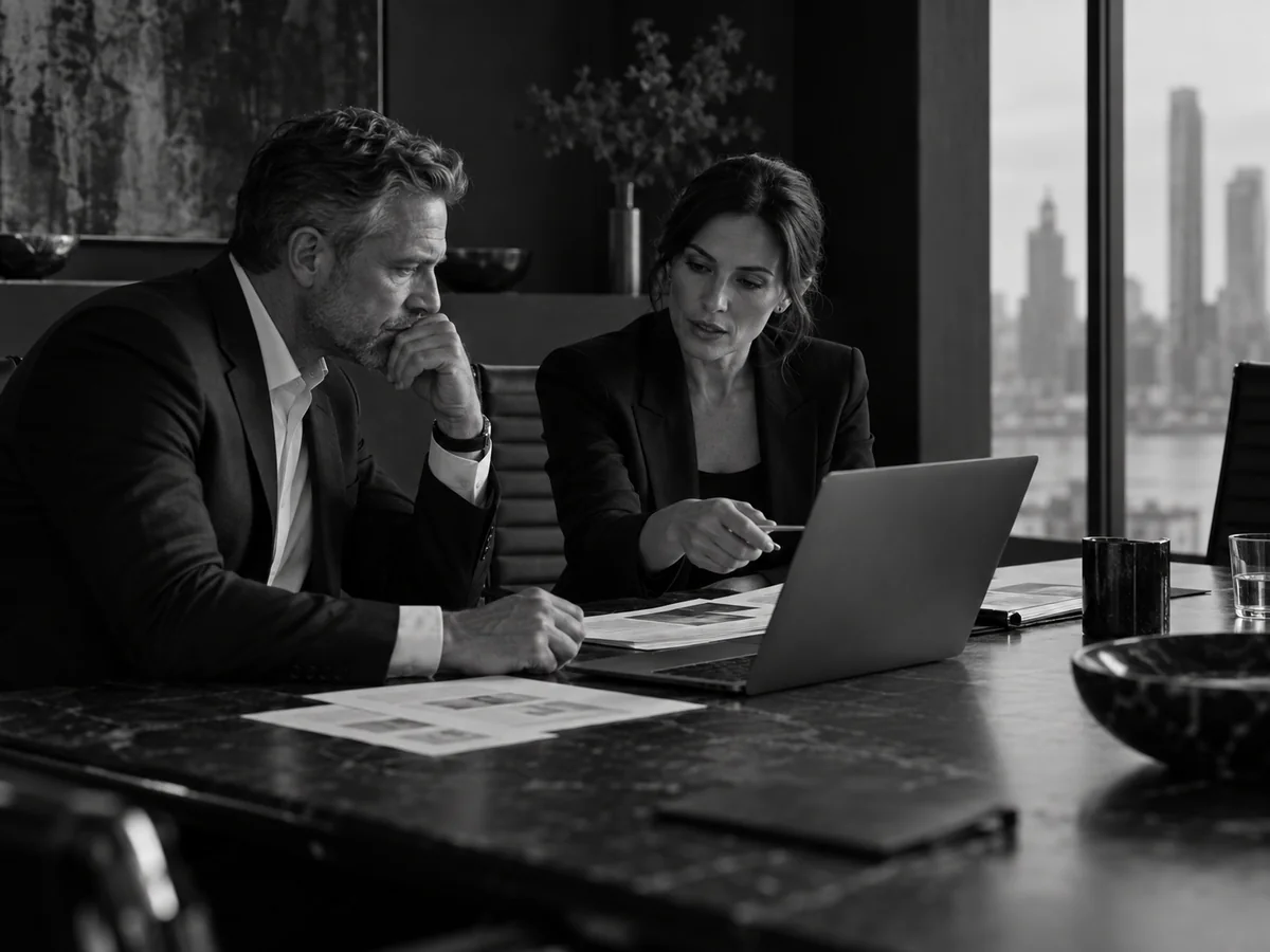 Senior operators reviewing an acquisition decision